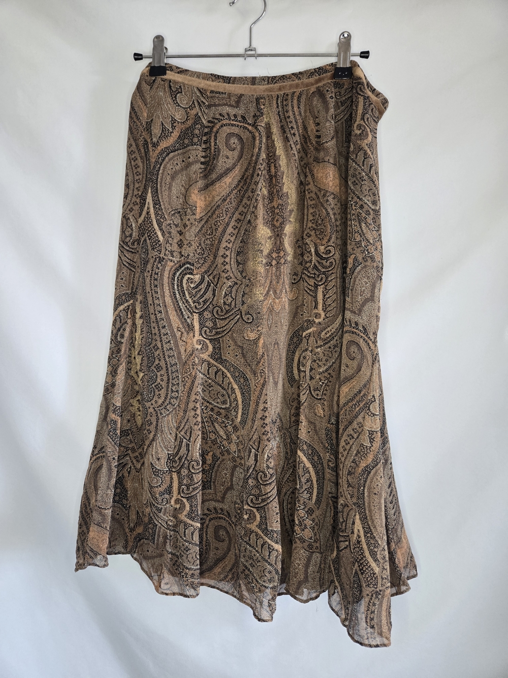 Anne Klein Brown Paisley A-Line Midi Skirt Size 10